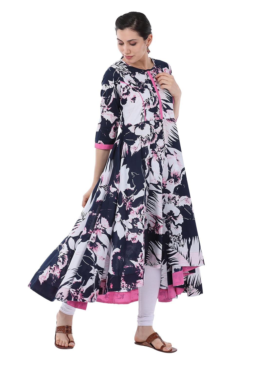 amayra women's cotton anarkali printed kurti