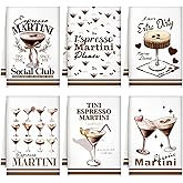 FuWeave 6 Pcs Espresso Martini Gifts Espresso Martini Towels Tea Bar Accessories Decor Funny Hand Towels Kitchen Housewarming Tini Time Gifts for Cocktail Lovers Barista Bachelorette Party Decoration