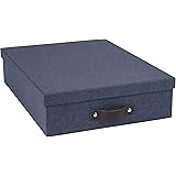 Bigso Oskar Canvas Fiberboard Document Letter Box, 3.3 x 10.2 x 13.8 in, Blue