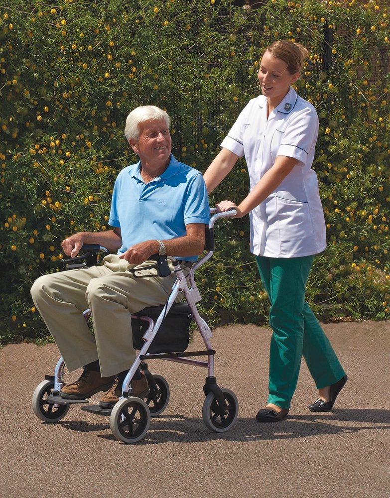 Rollator with Seat Chair Lightweight Mobility Walker Disability Aid 4