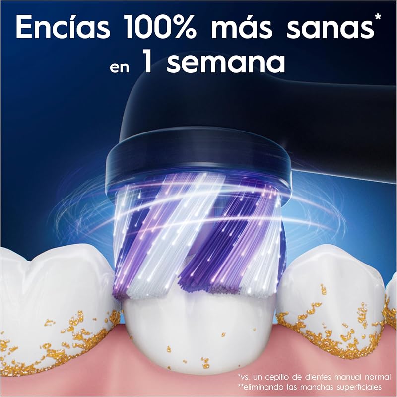 Oral-B Series iO Radiant White Original Replacement Heads, Pack de 4 Recargas Pretas para Escovas de Dentes Elétricas Oral-B iO, Branqueamento de Dentes, Remoção de Manchas