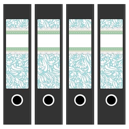 4 x Akten-Ordner Etiketten/Aufkleber/Rücken Sticker/mit Design Motiv Vintage Look mit Rüschen/für breite Ordner/selbstklebend