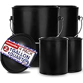 1 Quart & 1 Gallon Plastic Paint Buckets (4 Pack Combo) Triple-Lock Airtight Seal to Minimizing Skimming, Rust, Odor & Chemical Resistant- (2X 32 Fl Oz & 2X 128 FLoz) Plastic Paint Can + Snap On Lid
