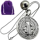 Dave The Bunny St. Benedict Medal Necklace - Stainless Steel Snake Chain & Metal Alloy Charm - Elegant San Benito Medal Pendant for Protection & Blessing