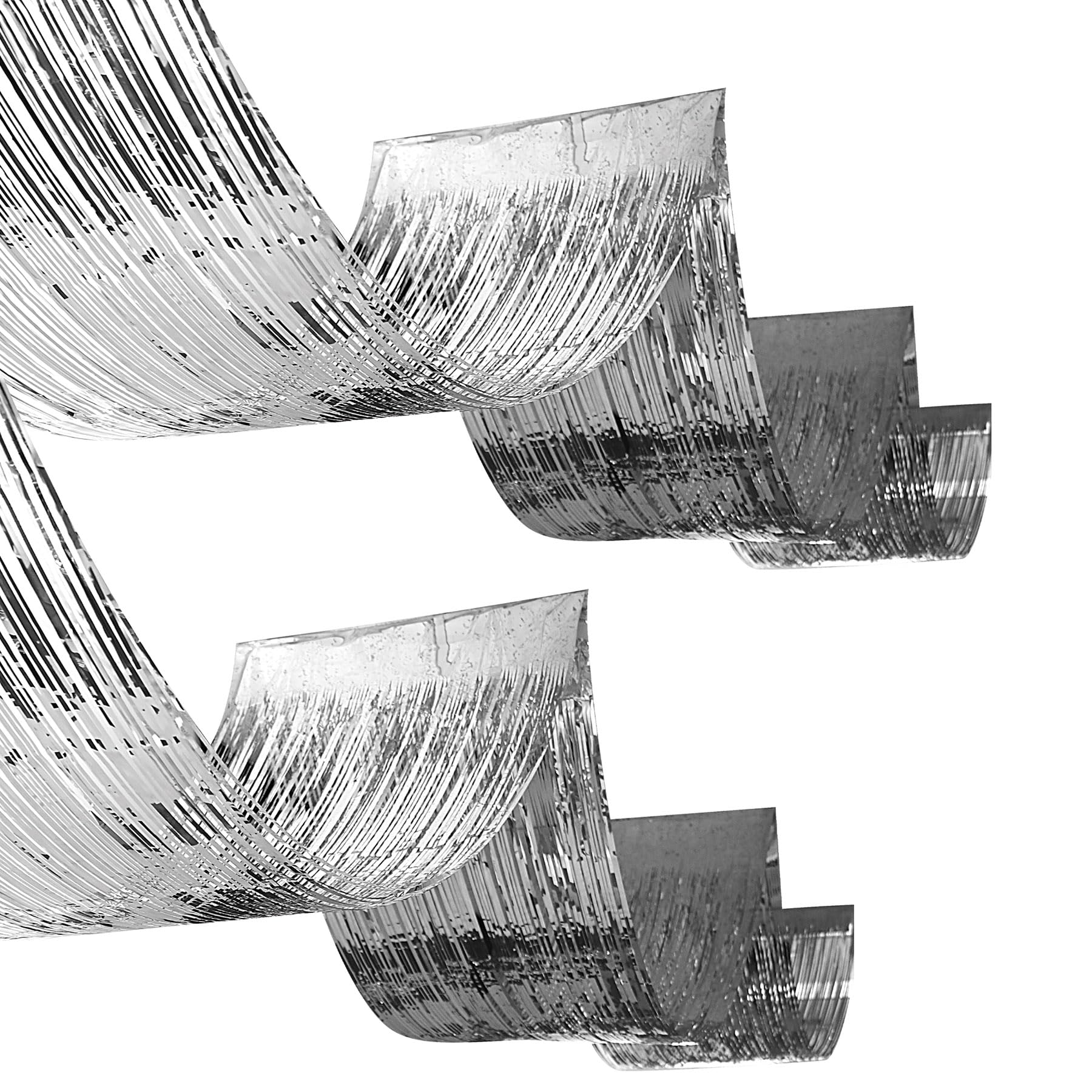 Photo 1 of Beistle Silver Metallic Fringe Ceiling Curtains – 2-Pack Hanging Foil Streamers for Overhead Decorations, Backdrops, Birthdays, Weddings, New Year’s Eve and Glamorous Parties, 19½" x 12'