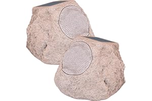 GGII Rock Speaker Outdoor Waterproof Outdoor Solar Speaker Wireless Portable Rock Bluetooth 5.0 Speakers with 7 Light Colors, Rechargable Outdoor Speaker for Patio Backyard Poolside Porch (2 Pair)