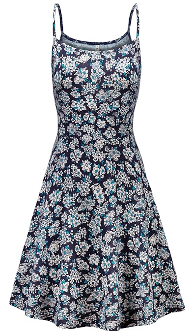 KorMei Damen Sommerkleid Ärmellos Knielang Kleid Strandkleid Blumenmuster Casual Partykleid
