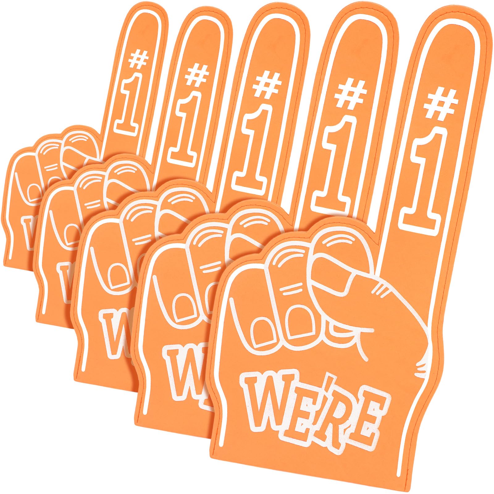 Photo 1 of PETSTIBLE 5Pack 18 Inch Giant Foam Finger We're Number 1 Foam Hand Cheerleading Foam Fingers for Sports Cheer School for SPIRIT Craft Foam Hands Team Finger Foam Hand for Sports Events Games