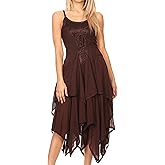 Sakkas Lady Mary Jacquard Corset Style Bodice Lightweight Handkerchief Hem Dress