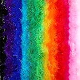 Juinte 12 Pcs Colorful Feather Boas Bulk 6.6 ft Christmas Tree Costume Rainbow Purple Marabou Feather Boas Scarf for Halloween Unisex Women Wedding Party Decorations(Bright Color)
