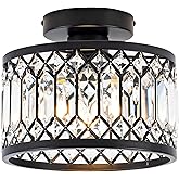 Rpzloila Crystal Ceiling Light Fixture, Modern Semi Flush Mount Ceiling Light,Crystal Chandelier for Kitchen Bedroom Bathroom