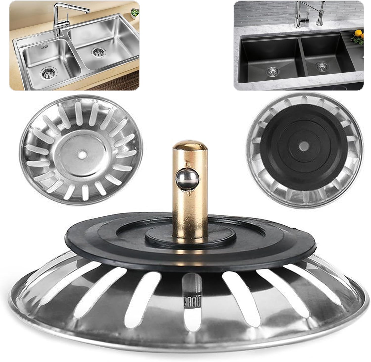 Safekom Premium Stainless Steel Sink Drain Plug and Strainer, Silver, 0NE SIZE - Image 3