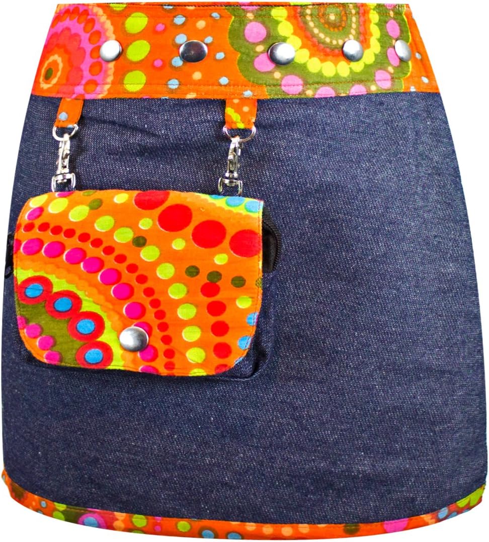 SUNSA Kids skirt jeans skirt mini skirt wrap skirt reversible skirt summer skirt kids skirt made of cotton, 2 in 1, adjustable size with a free gift