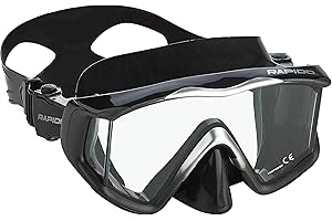 Phantom Aquatics Rapido Boutique Collection Italian Design Panoramic View Tempered Glass Lens Scuba Snorkel Mask + Protective Mask Box