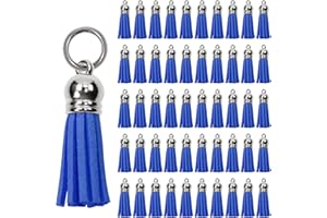 Mini Skater Suede Faux Leather Tassels for Jewelry Making 50Pcs Silver Cap Leather Trim Fringe Tassel Bulk with 50Pcs Jump Ri