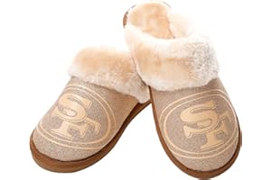 FOCO Womens NFL Team Logo Glitter Open Back Moccasin
