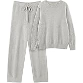 Uikue Womens Fleece Pajamas Sets Winter Fuzzy Soft Lounge Sets Warm Comfy Loungewear Outfits Sweater Pants 2 Piece Sleepwear