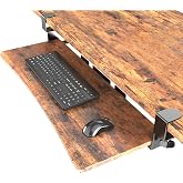 UPGRAVITY Extra Large Keyboard Tray Under Desk Rustic Vintage Brown | Extra Wide 31.5" (35.8" Including Clamps) x 11.8" Pull-