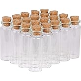 MaxMau 24 Sets 15ml Small Mini Glass Bottles with Cork Stoppers Tiny Vials for Wedding Favors Art Crafts DIY Decoration