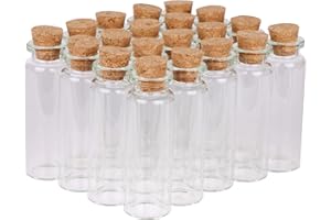 MaxMau 24 Sets 15ml Small Mini Glass Bottles with Cork Stoppers Tiny Vials for Wedding Favors Art Crafts DIY Decoration
