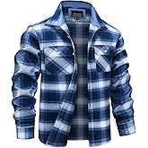 MAGNIVIT Flannel Shirt for Men Cotton Long Sleeve Plaid Shirt Lightweight Button Up Checkered Shirt Jacket with 2 Pockets