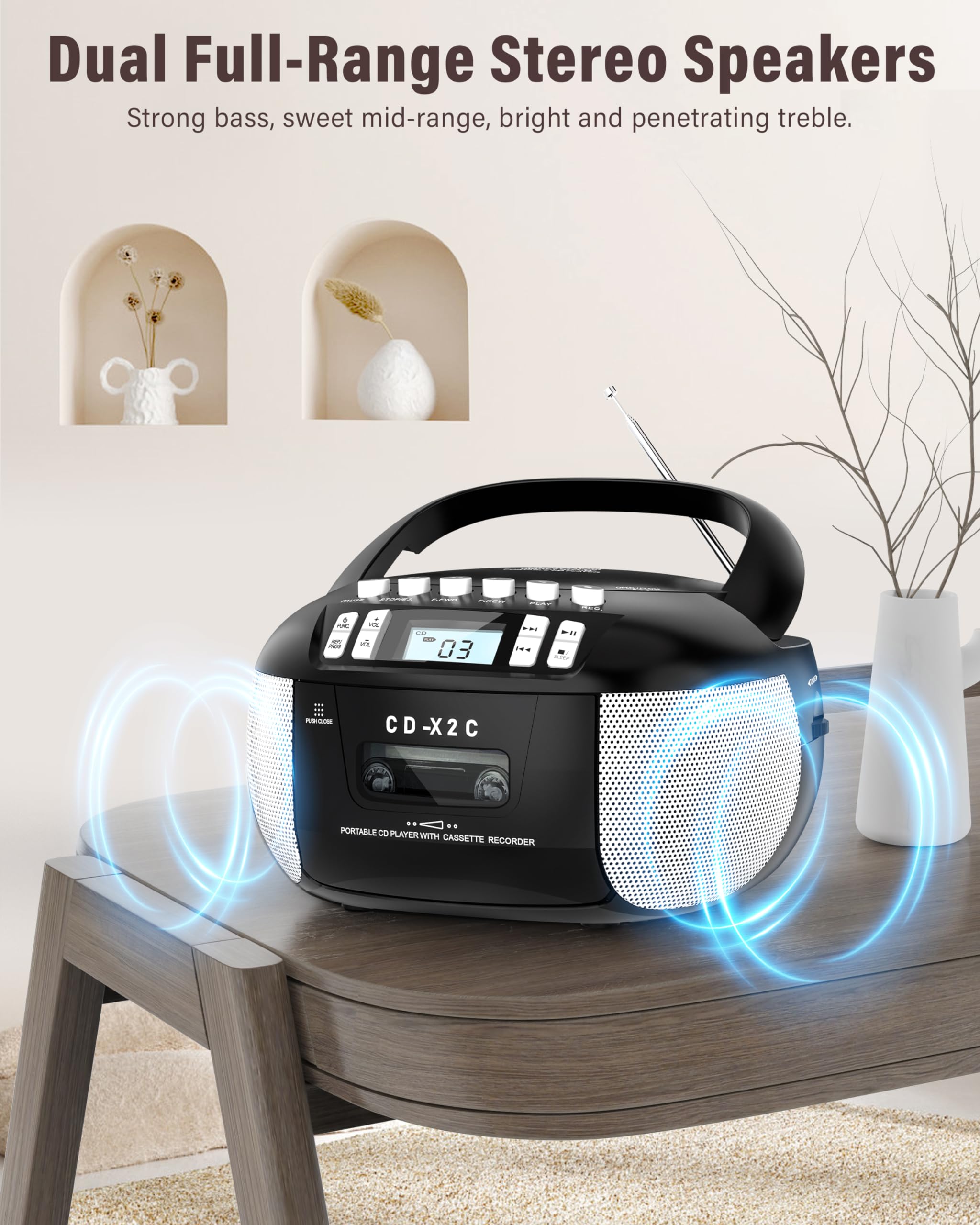 Mua Portable Top Loading CD Boombox with AM/FM Stereo Radio, Tape ...