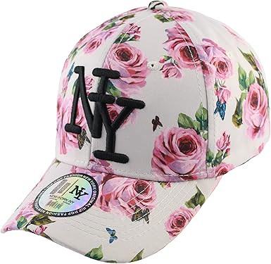 Casquette Ny Femme Hip Hop Baseball Rose Fleuri Rose Strapback Cap Reglable Visiere Arrondie Rose Amazon Fr Vetements Et Accessoires