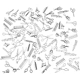 PH PandaHall 100pcs Hairdresser Charms, 10 Style Hair Stylist Charms Haircut Scissor Comb Hairdressing Tools Charm for Father's Day Necklace Bracelet Keychain Making
