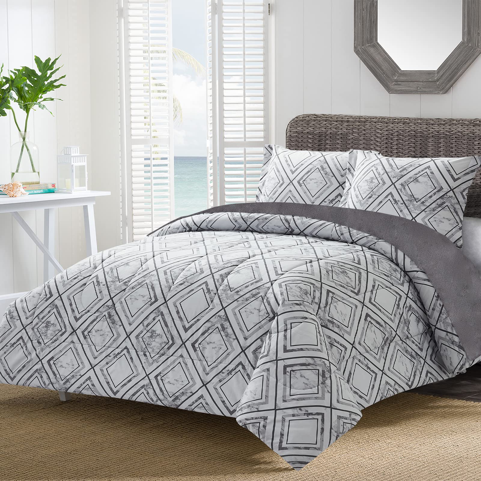 KeoWin Comforter Set Queen Size Bed 3 Piece