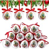 24 Pcs Our Lady of Guadalupe Christmas Ball Ornaments 2.36 Inch Religious Hanging Ornaments Catholic Hanging Decoration Double Sided Mexican Christmas Tree Decor Xmas Spiritual Gifts