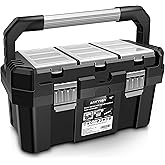 Anyyion 17-Inch Tool box with Removable Tray with Stainless Steel Dual Lock Secured,Small Parts Box, Metal Handle is Truly Rugged（Internal:15.67"L x 7.56"W x 6.7"H)