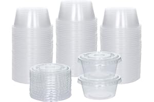 Galashield 100 Sets 3.25 oz Small Plastic Containers with Lids, Jello Shot Cups, Disposable Portion Containers, Souffle Cups for Sauce and Dressing