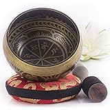 Tibetan Singing Bowl Set — Easy to Play with New Dual-End Striker & Cushion ~ Creates Beautiful Sound for Holistic Healing, M