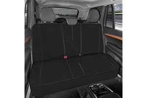Motor Trend SpillGuard Neoprene Rear Seat Protector - Waterproof Bench Cover for Cars With Gray Stitching, Padding for Kids & Dogs