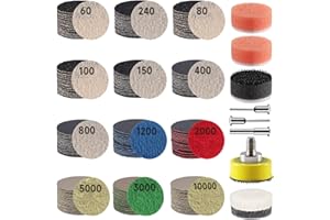 188 PCS 1 Inch Sanding Disc, GOH DODD Hook and Loop 60 to 10000 Grit Wet Dry Sandpaper Micro Sand Paper with 1/8" 1/4" Shank, Backing Pad, Polishing Pads, Foam Pads for Auto Metal Glass Resin Wood