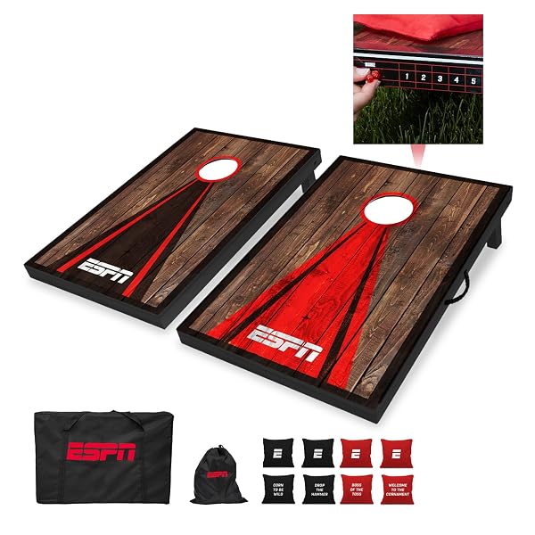 ESPN CORNHOLE BOARD SET INCLUDES CORNHOLE BAGS AND TRAVEL CASE, IDEAL FOR KIDS GAMES AND OUTDOOR GAMES (2X3)