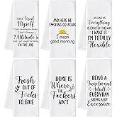GROBRO7 Funny Sayings Hand Towel - 6Pcs Humor Sarcastic Word Towel Bathroom Decorative Gifts for Adult Men Woman, Soft Polyester Dish Towels for Kitchen Bath Bar Dining Room Decor White