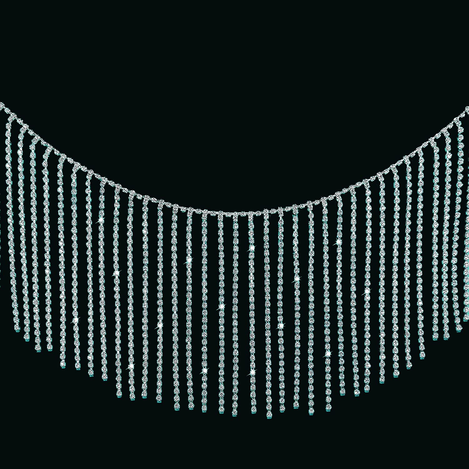 NAESM Rhinestone Ribbon Tassel Chain,Crystal Tassel Chain,Suitable for Sewing Crafts,Wedding, Party,Clothing Accessories and Bridal Dress,Personalized DIY Decoration