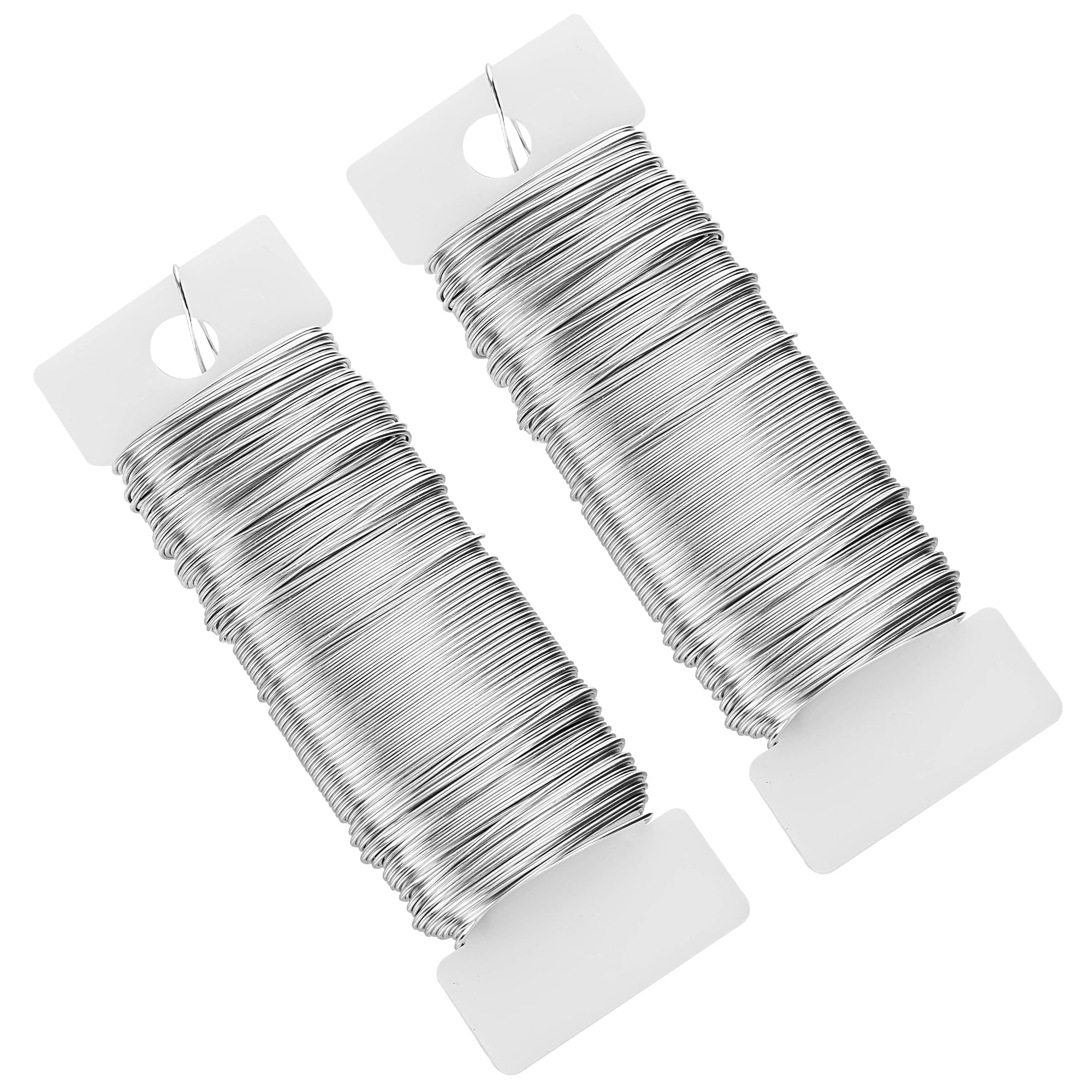 2 Rolls x 38 Yard Silver Florist Wire for Wreath Making - 22 Gauge Floristry Wire for Flower Arrangements and Crafts
