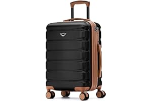Flight Knight 22x14x9 Expandable Carry On Suitcase Hardside TSA Lock USB C Port Lightweight Luggage Silent Double Spinner Wheels Maximum Overhead Carry-On Bag For American & United Approved Airlines