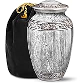Everlight Memorials Light Gray Watercolor Urn for Ashes Adult Male – Large Cremation Urns for Human Ashes – Memorial Funeral Urn for Men & Women, Home Display, or Burial
