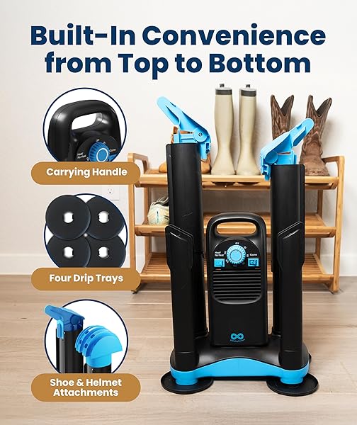 UPGRADED BOOT DRYER FOR WORK BOOTS WITH OZONE DEODORIZER – FAST DRYING COMPACT EASY-TO-USE SHOE WARMER ADJUSTABLE TUBE DESIGN – FAST DRYING SHOES DRYERS FOR SNEAKERS & GLOVES, SKI GEARS (2 PAIR)