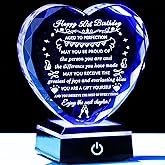 YWHL 50th Birthday Gifts for Women Men with Colorful Base Crystal Heart Happy 50th Birthday Decorations Best 50 Year Old Gift Ideas for Her Him Mom Wife Mom Dad Born in 1975