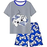 Fiodrimy Boys Pajamas Big Boys Summer Short Sleeve PJ Set Kid Sleepwear Boys Pajamas Size 8-14