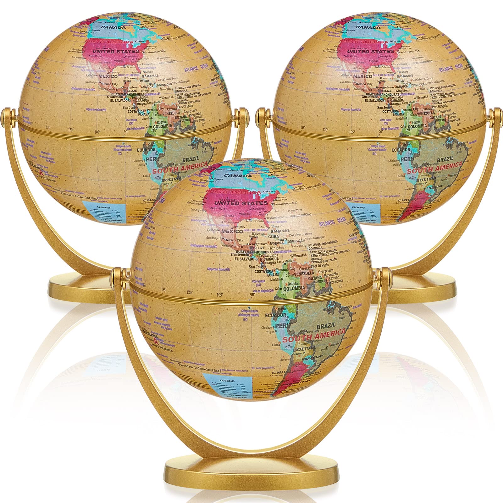 View 1 of ***********MISSING 1 OF THEM************
Henoyso 3 Pcs Mini Globes for Kids 4.2 in Small Antique World Map Globes with Stands Vintage Educational Geographic Decorative Desk Decor Gifts Bulk for Students Classroom Office