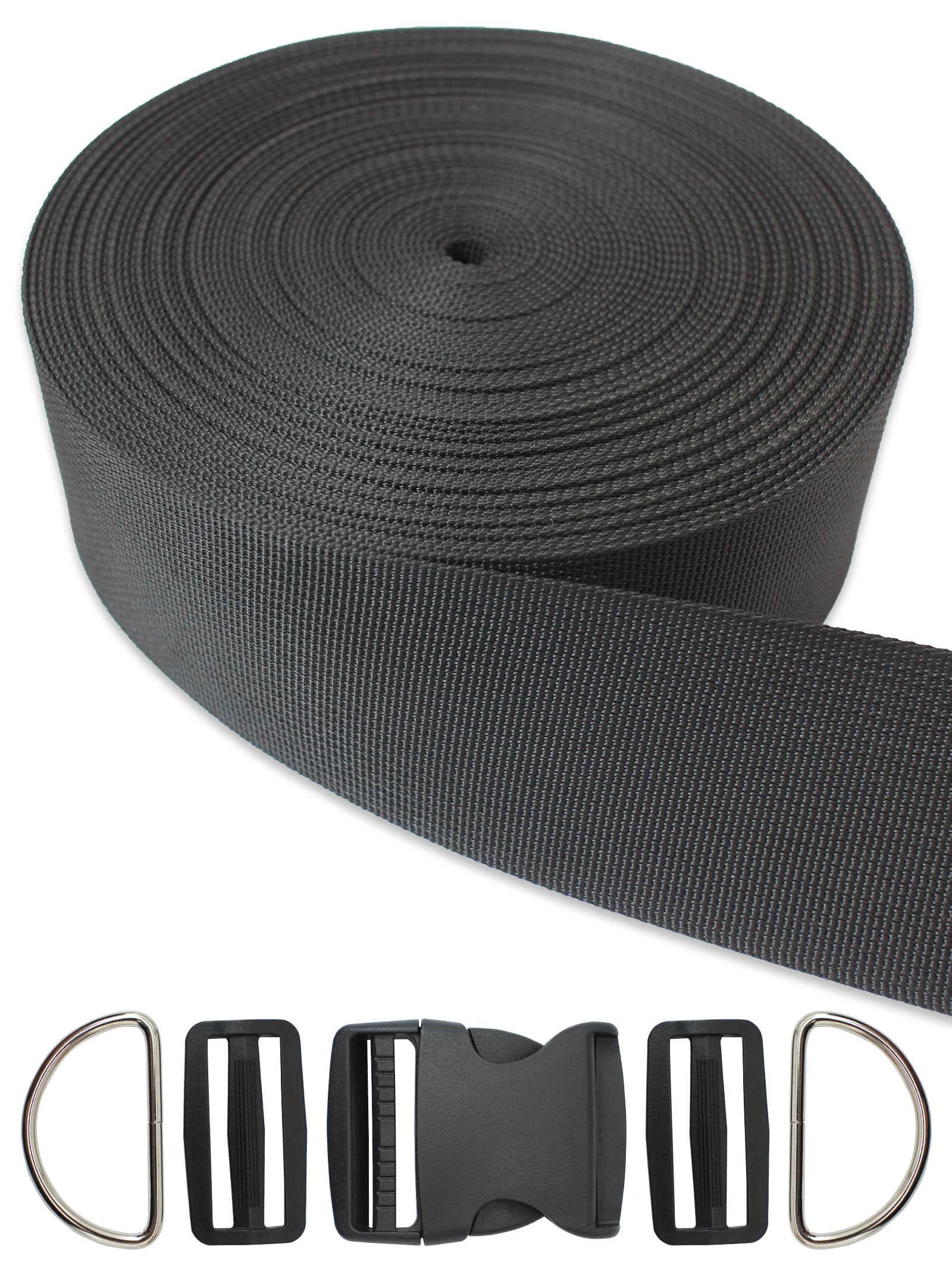 ZHFMILY 2 inch Black Nylon Webbing Strap with