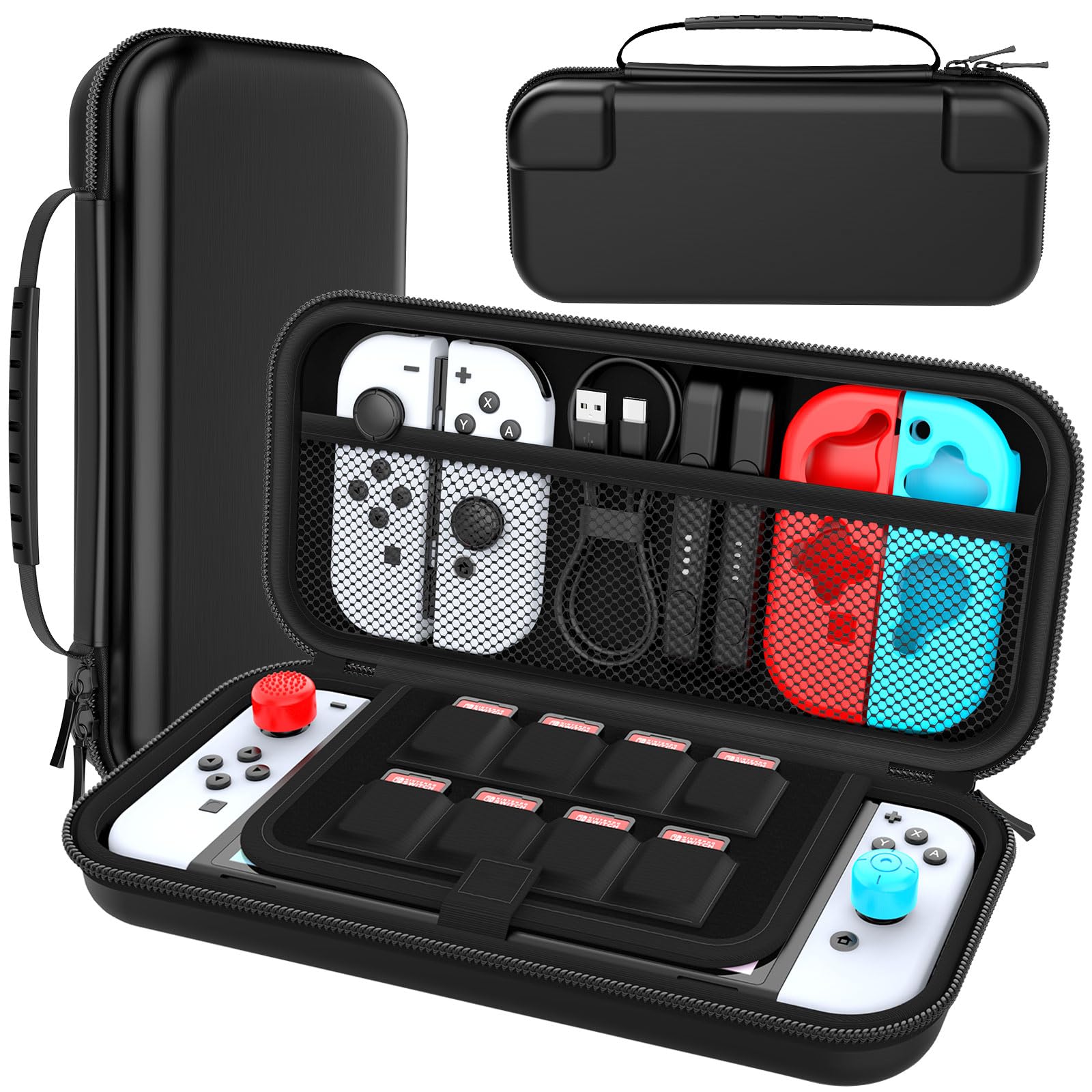HEYSTOP Carry Case Compatible with Nintendo Switch & Nintendo Switch OLED Model 2021, Portable Travel Carry Case for Accessories and Console, Black