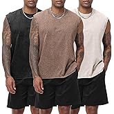Eisctnd Men's Tank Tops Sleeveless Muscle Shirts, Cotton Acid Wash Loose Fit Workout Tanks Tees for Running Beach