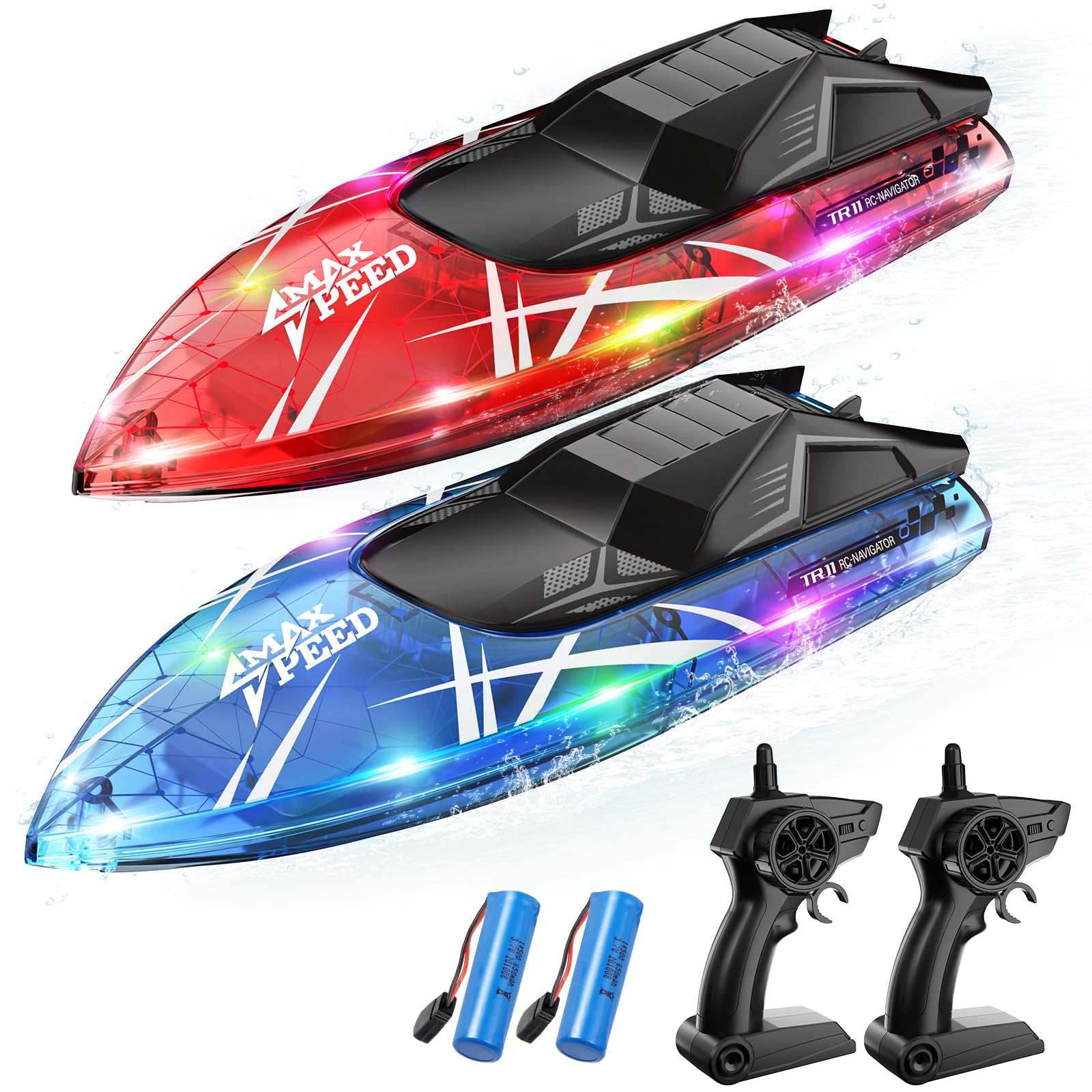TOLLCY Remote Control Boat For Kids 2Pack RC Boats With LED Lights For TOLLCY Remote Control Boat For Kids 2Pack RC Boats With LED Lights For
