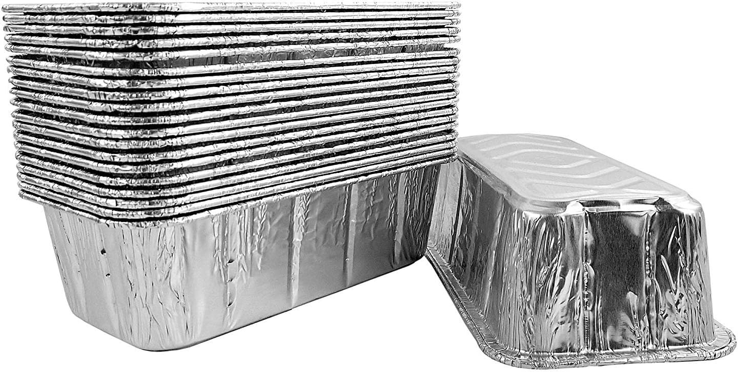 PACTOGO 2 lb. Disposable Aluminum Foil Loaf Bread Baking Pan 8.6" x 4.5" x 2.6" - Heavy Duty Made in USA (Pack of 10)